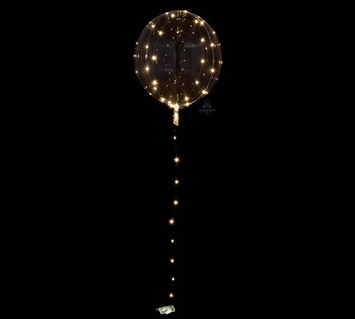 18” White Light Crystal Clearz Decorative Balloon With Light String