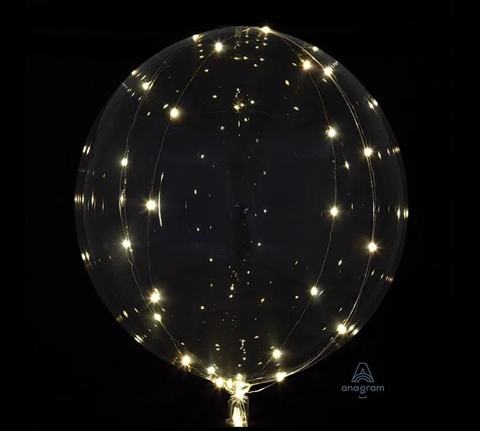 18” White Light Crystal Clearz Decorative Balloon With Light String