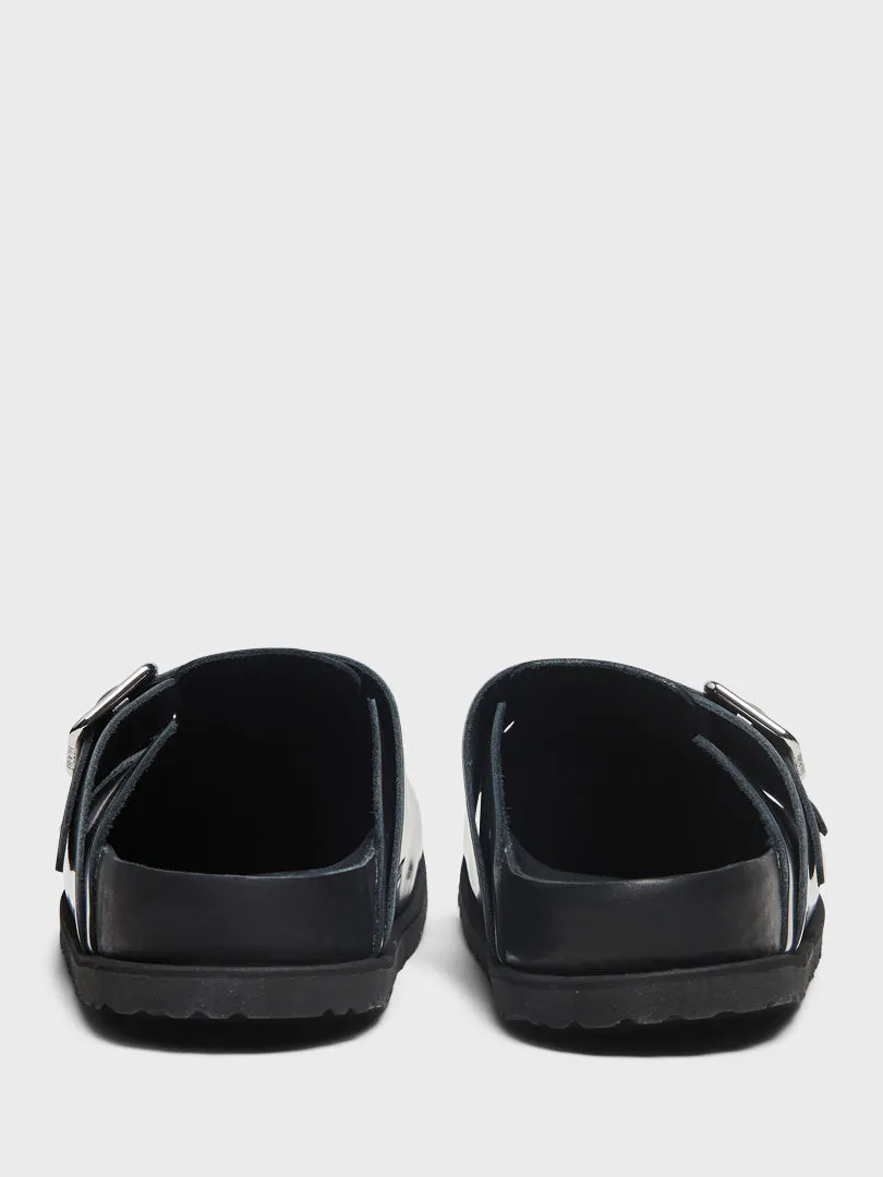222 West Shiny Leather Sandals in Black