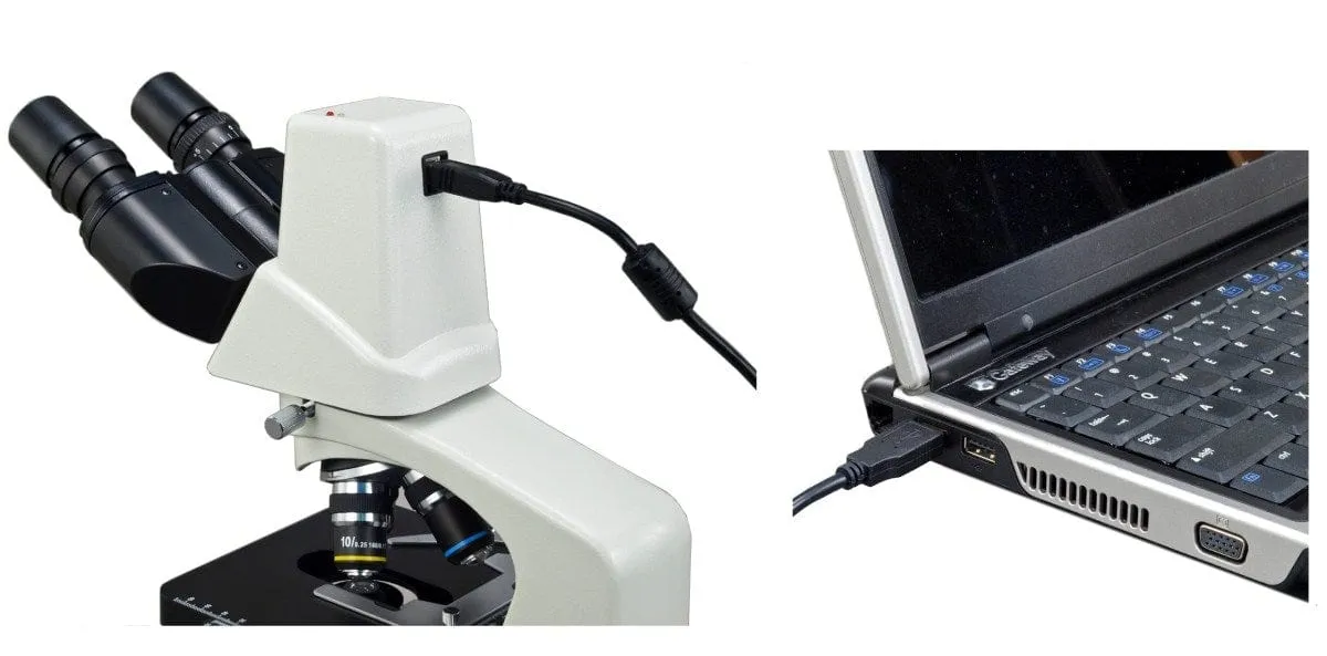 40X-2000X 3MP Digital Integrated Microscope with LED Illumination, Siedentopf Head and Reverse Turret