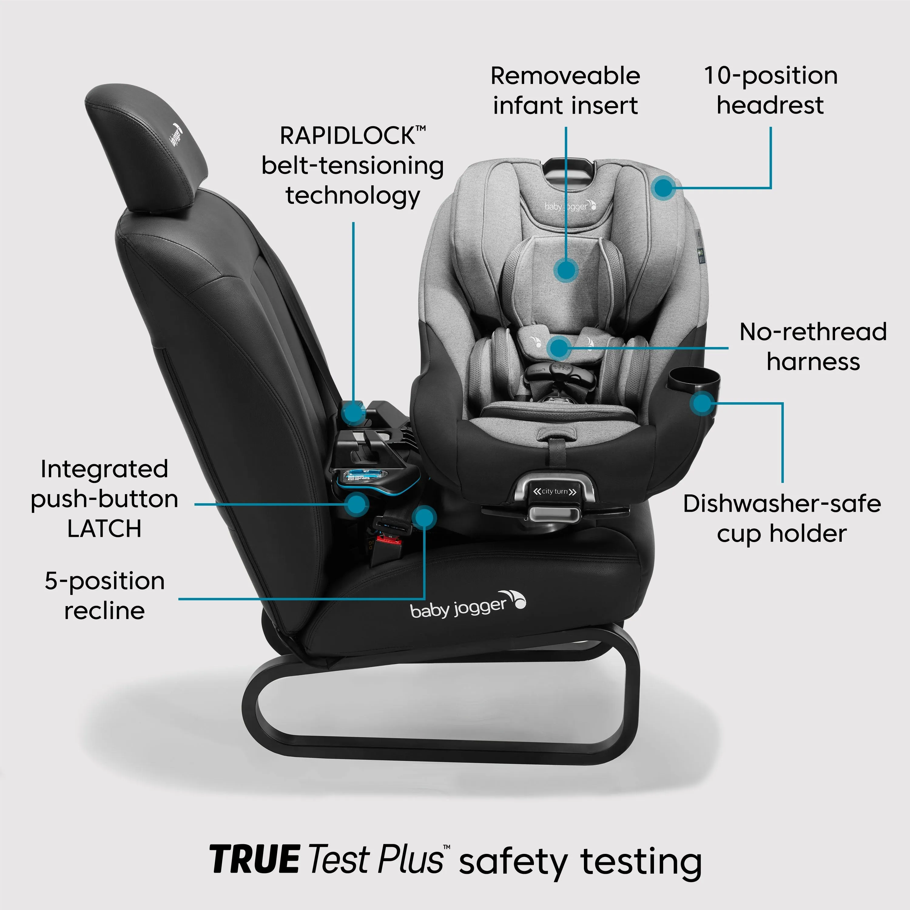 Baby Jogger City Turn Rotating Convertible Car Seat, Paloma Greige