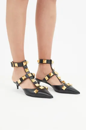 Black & Gold Roman Stud Gladiator Mule