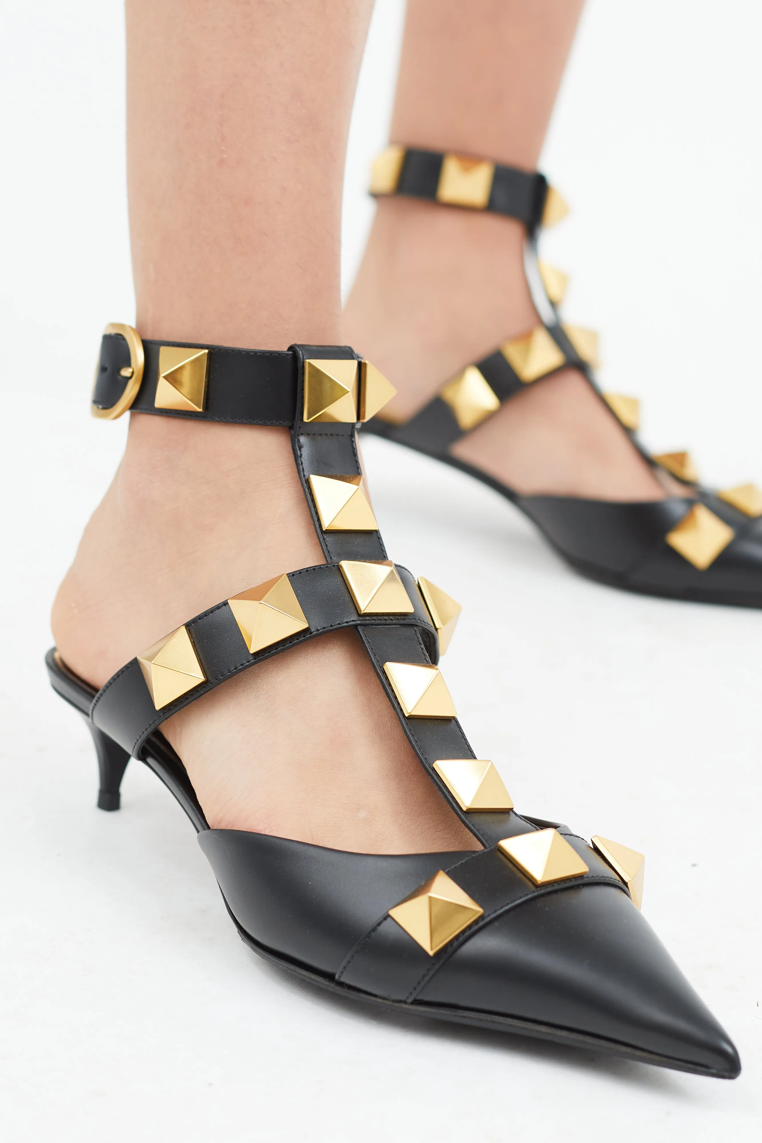 Black & Gold Roman Stud Gladiator Mule