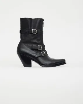 Black Leather Zip Front Boot