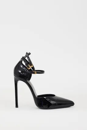 Black Patent Paris Triple Strap Heel