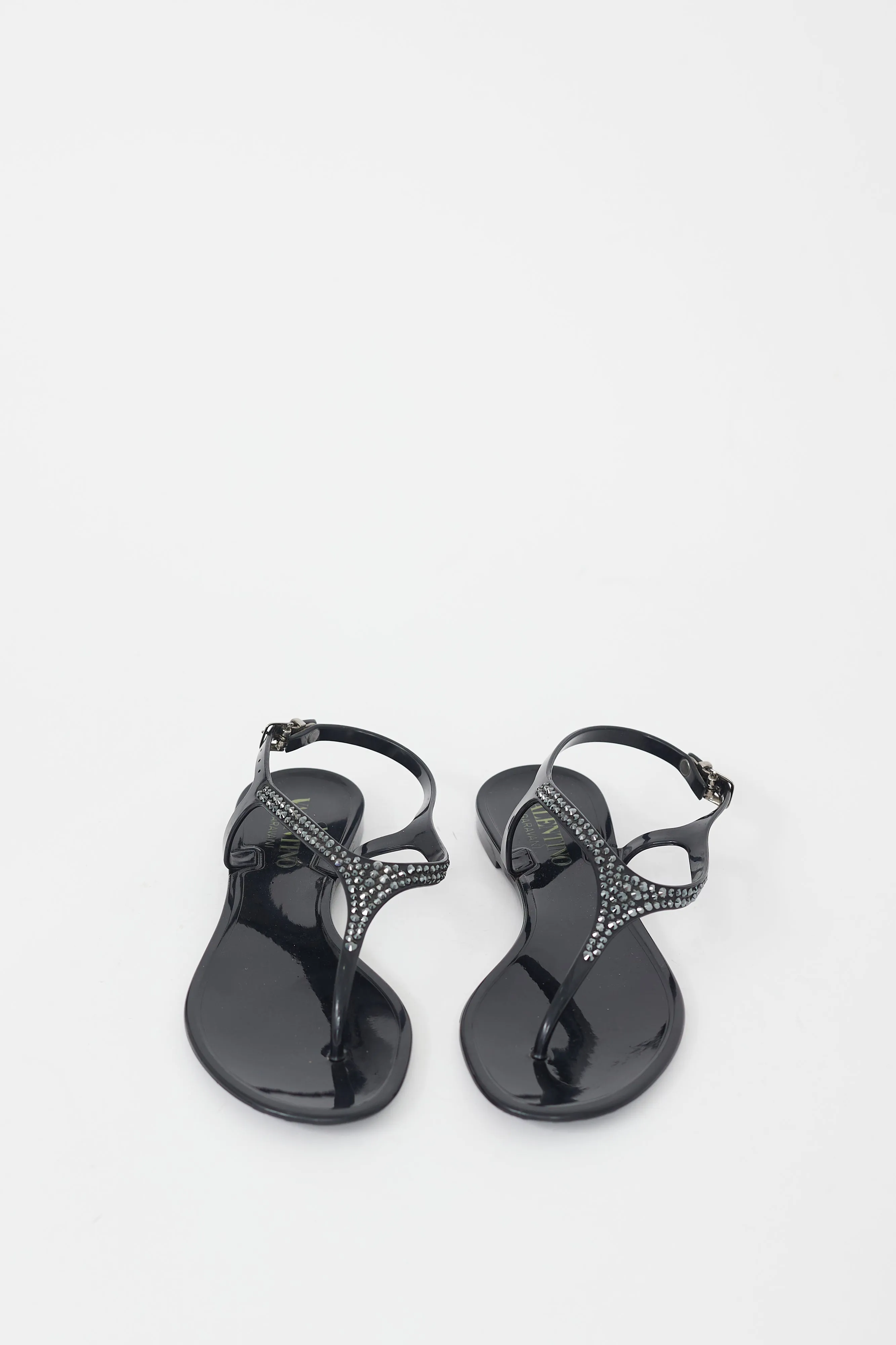 Black Rubber Crystal Sandal
