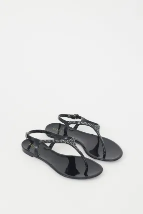 Black Rubber Crystal Sandal