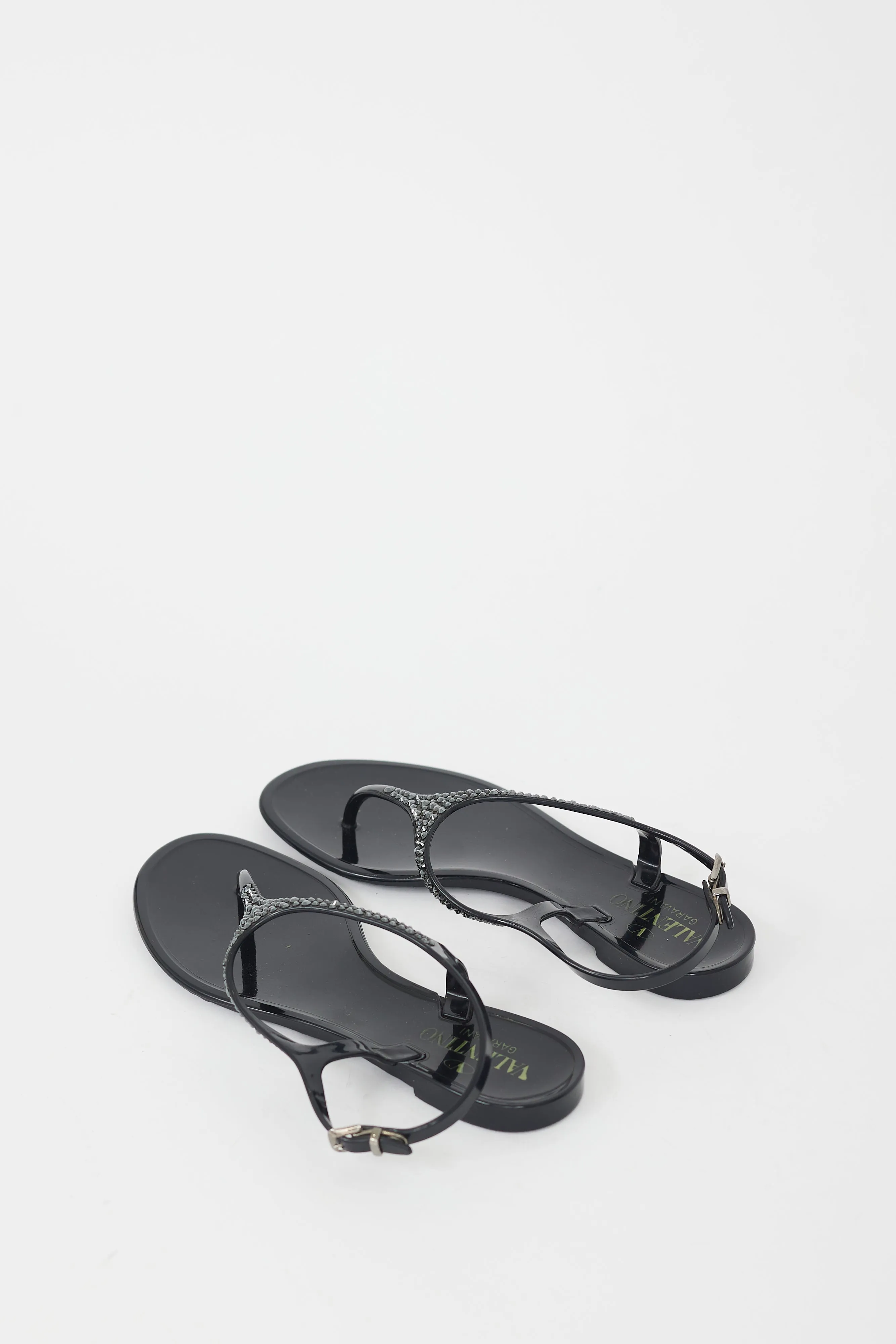 Black Rubber Crystal Sandal