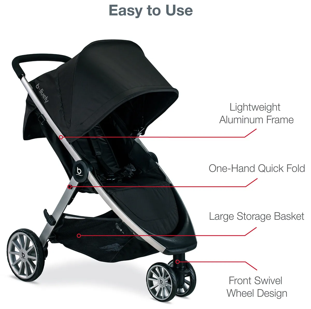 Britax B-Lively & B-Safe Gen2 Travel System - Eclipse Black SafeWash