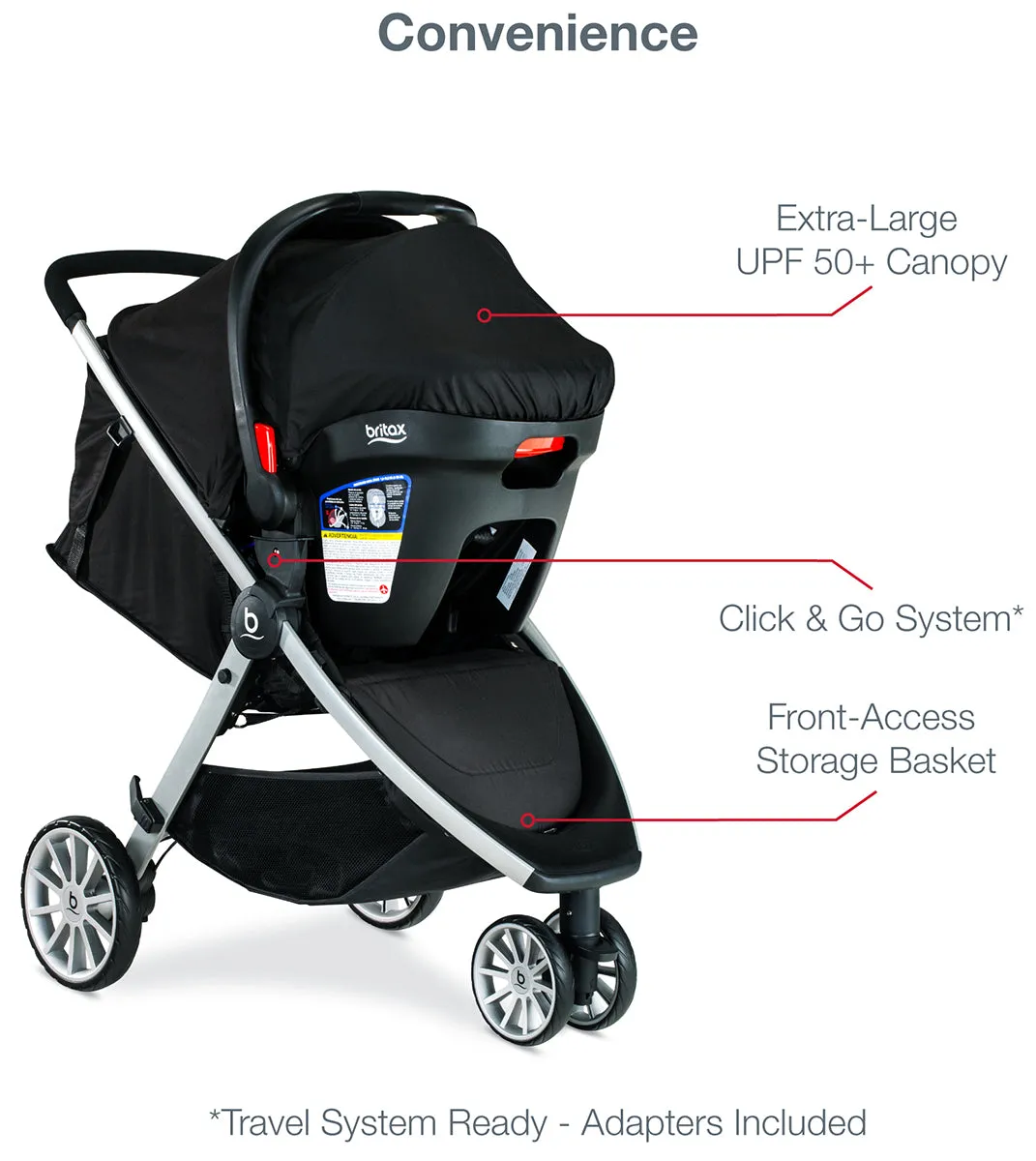 Britax B-Lively & B-Safe Gen2 Travel System - Eclipse Black SafeWash