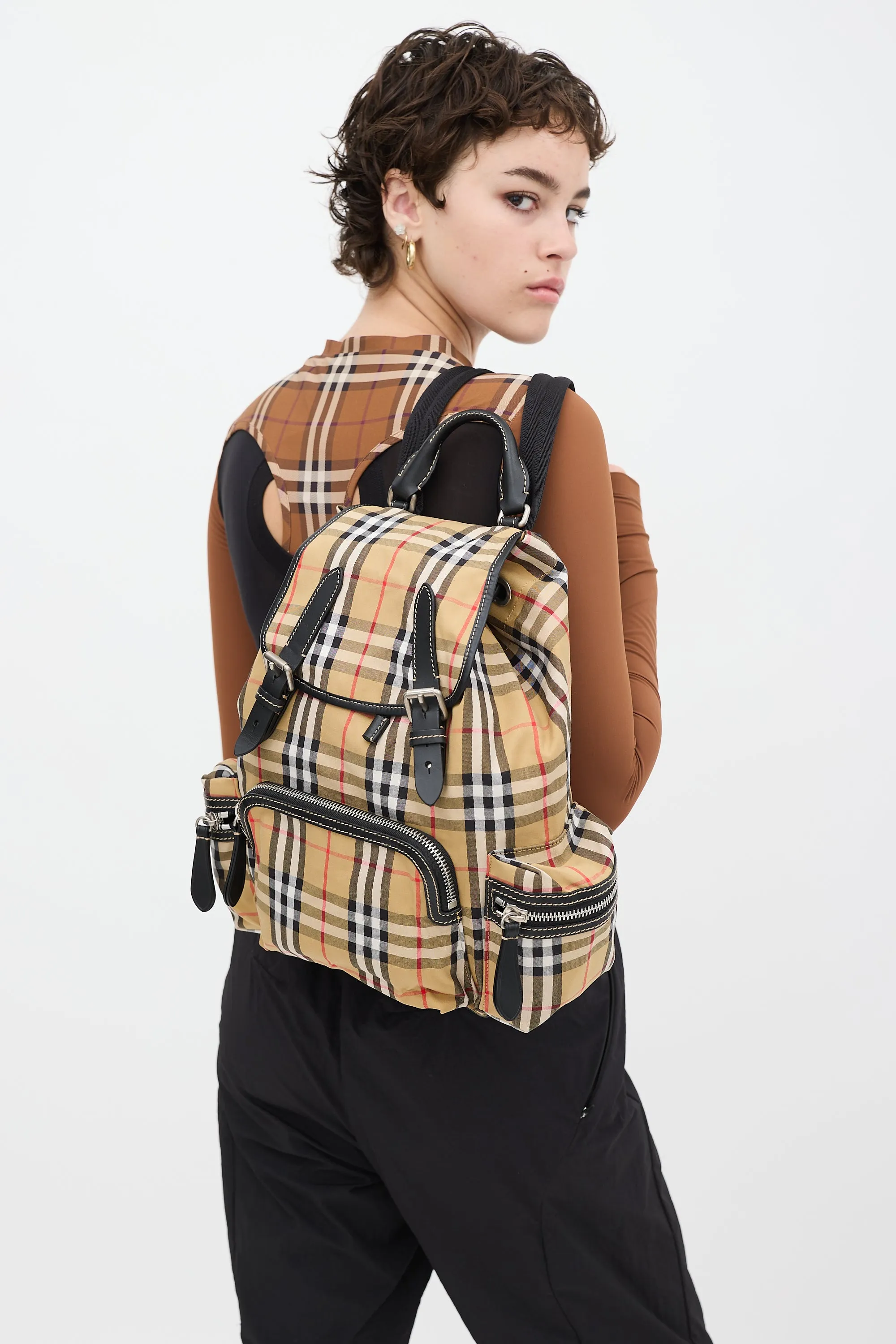 Brown & Multicolour Nova Check Backpack
