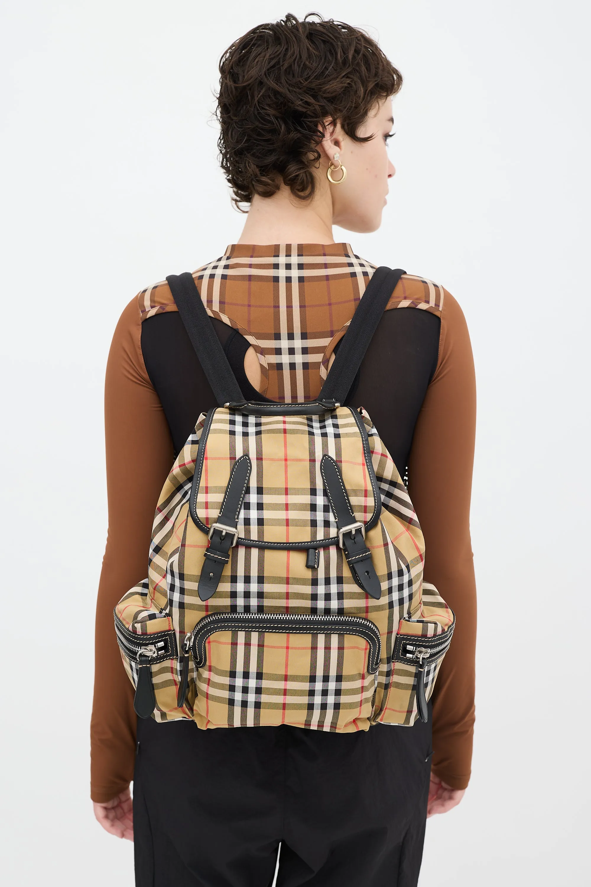 Brown & Multicolour Nova Check Backpack