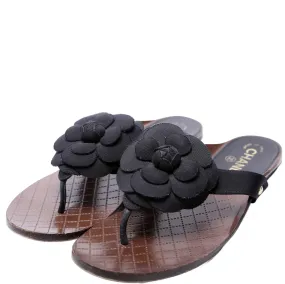 Camellia Cloth T-Strap Sandals Size 39