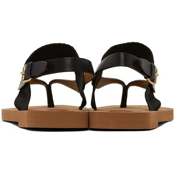 Chloé Black Woody Flat Sandals