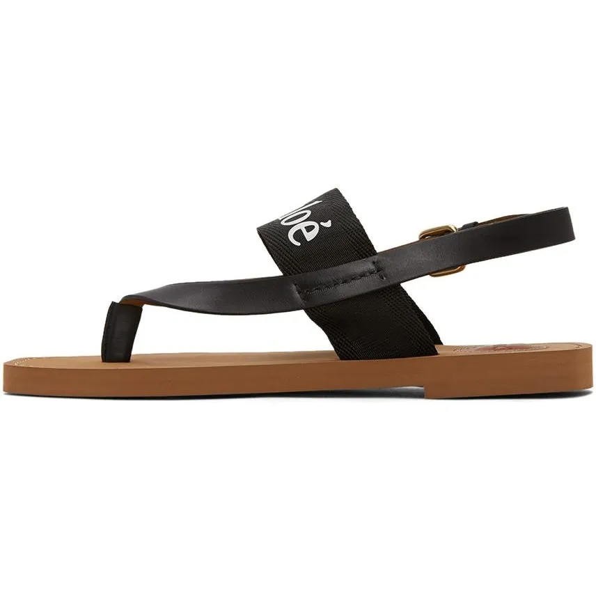 Chloé Black Woody Flat Sandals