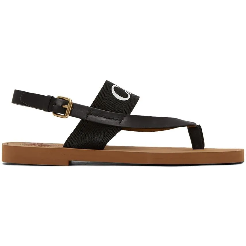 Chloé Black Woody Flat Sandals