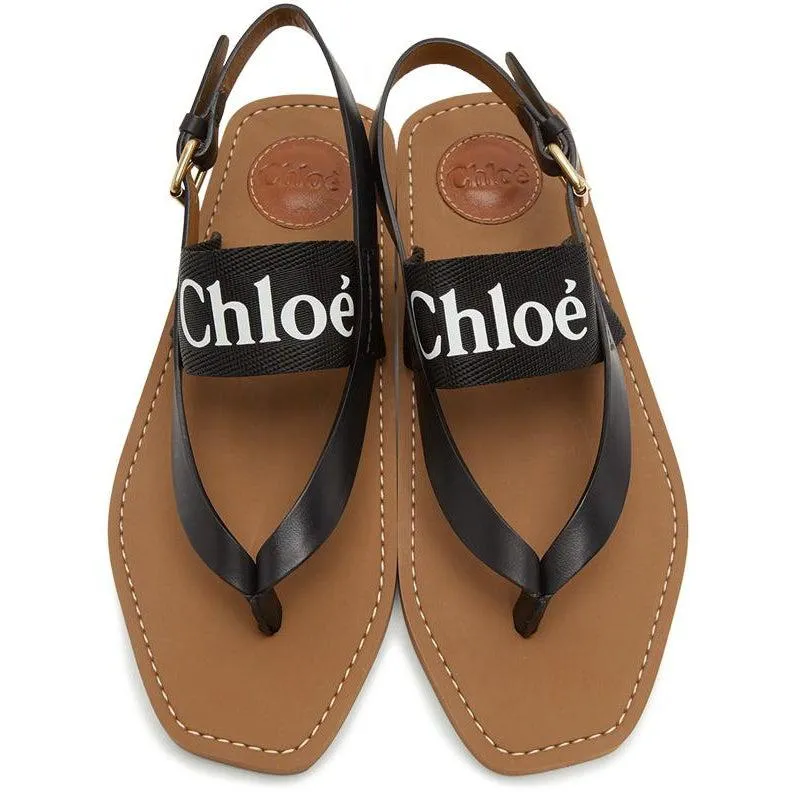 ChloÃ© Black Woody Flat Sandals
