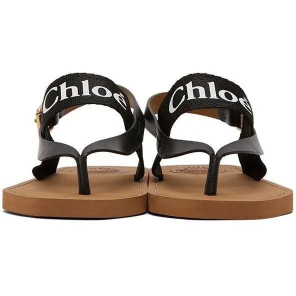 Chloé Black Woody Flat Sandals