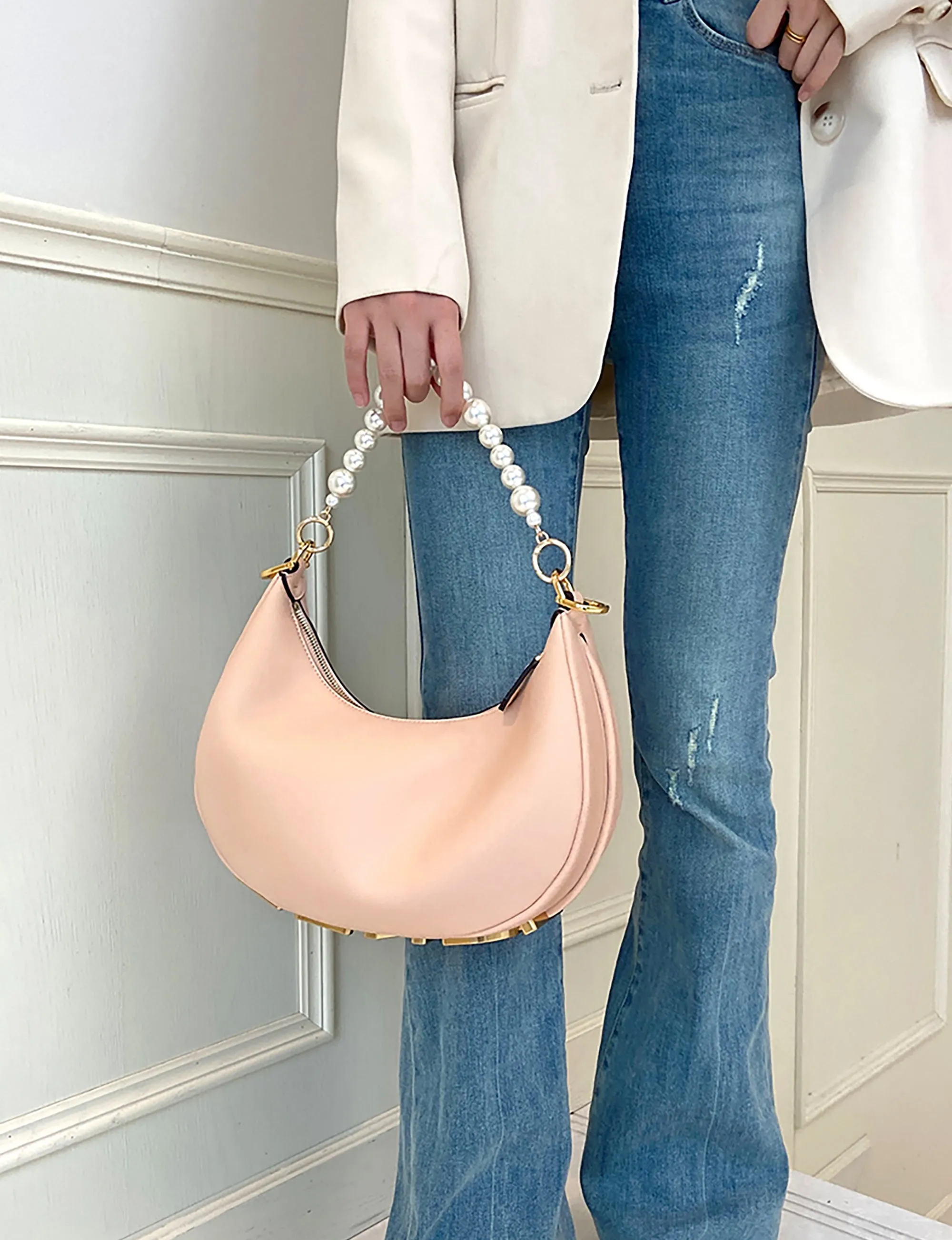DIY oversized pearl bag chain accessories, handbag straps with short handle chains