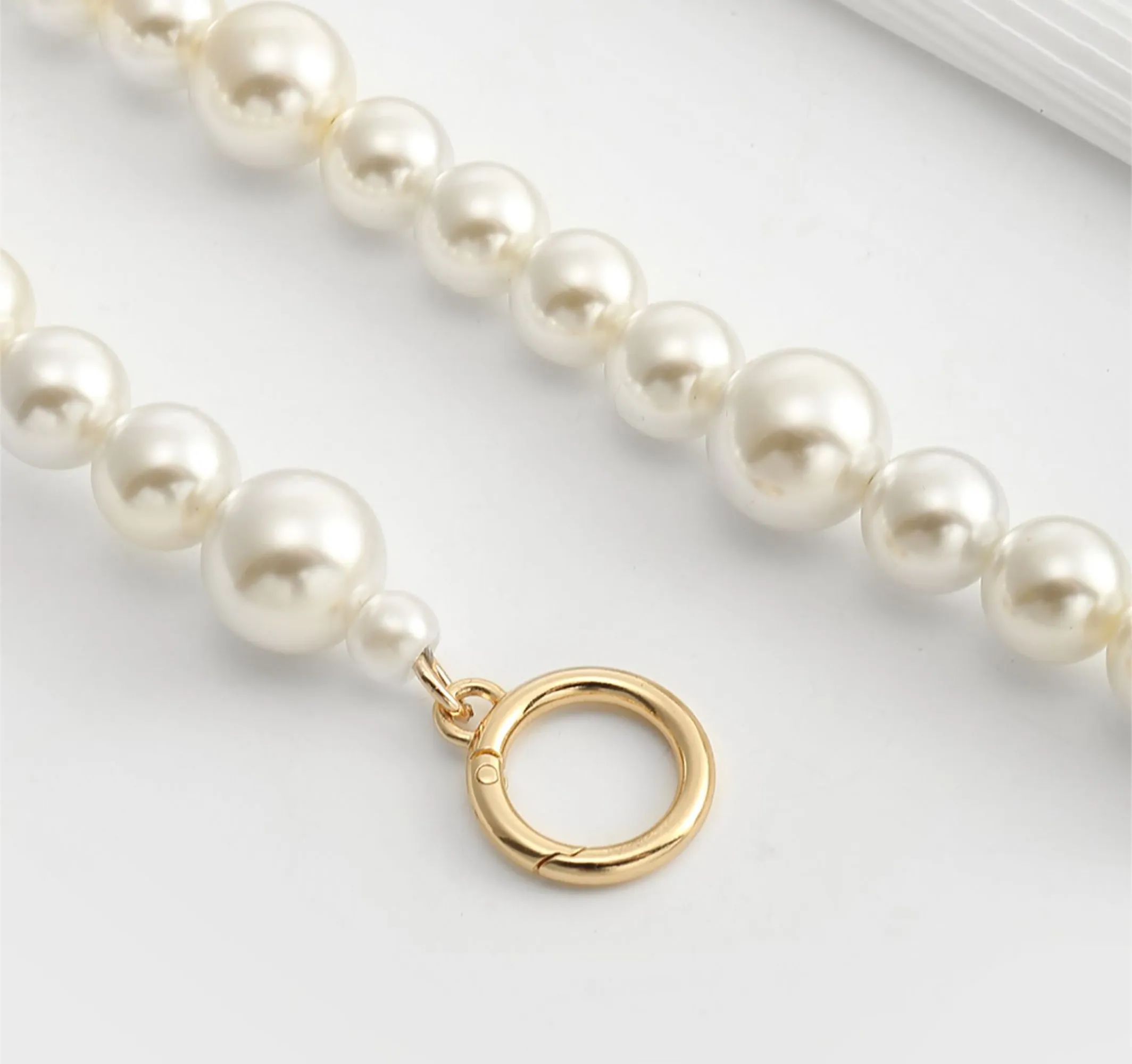 DIY oversized pearl bag chain accessories, handbag straps with short handle chains