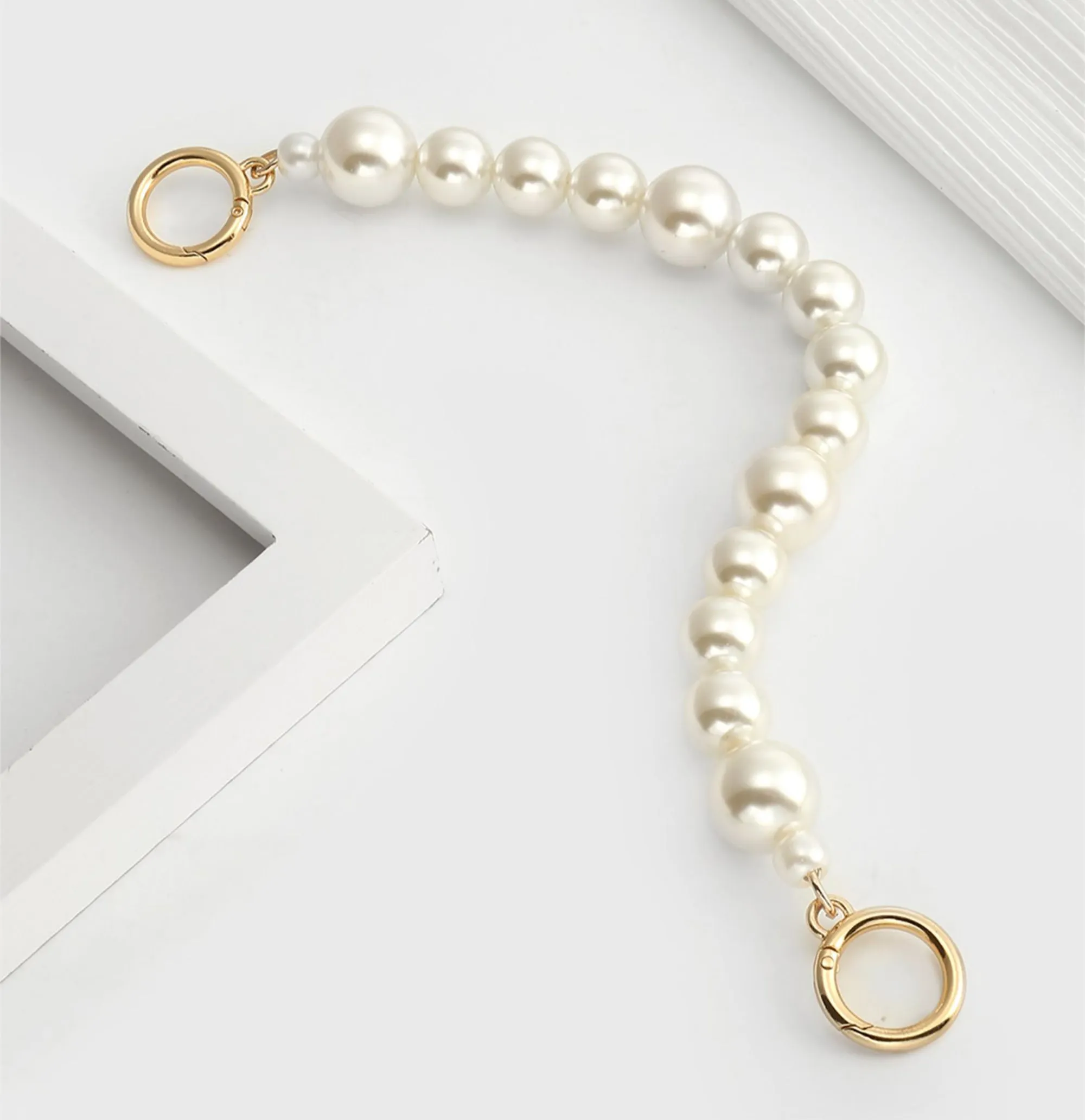 DIY oversized pearl bag chain accessories, handbag straps with short handle chains