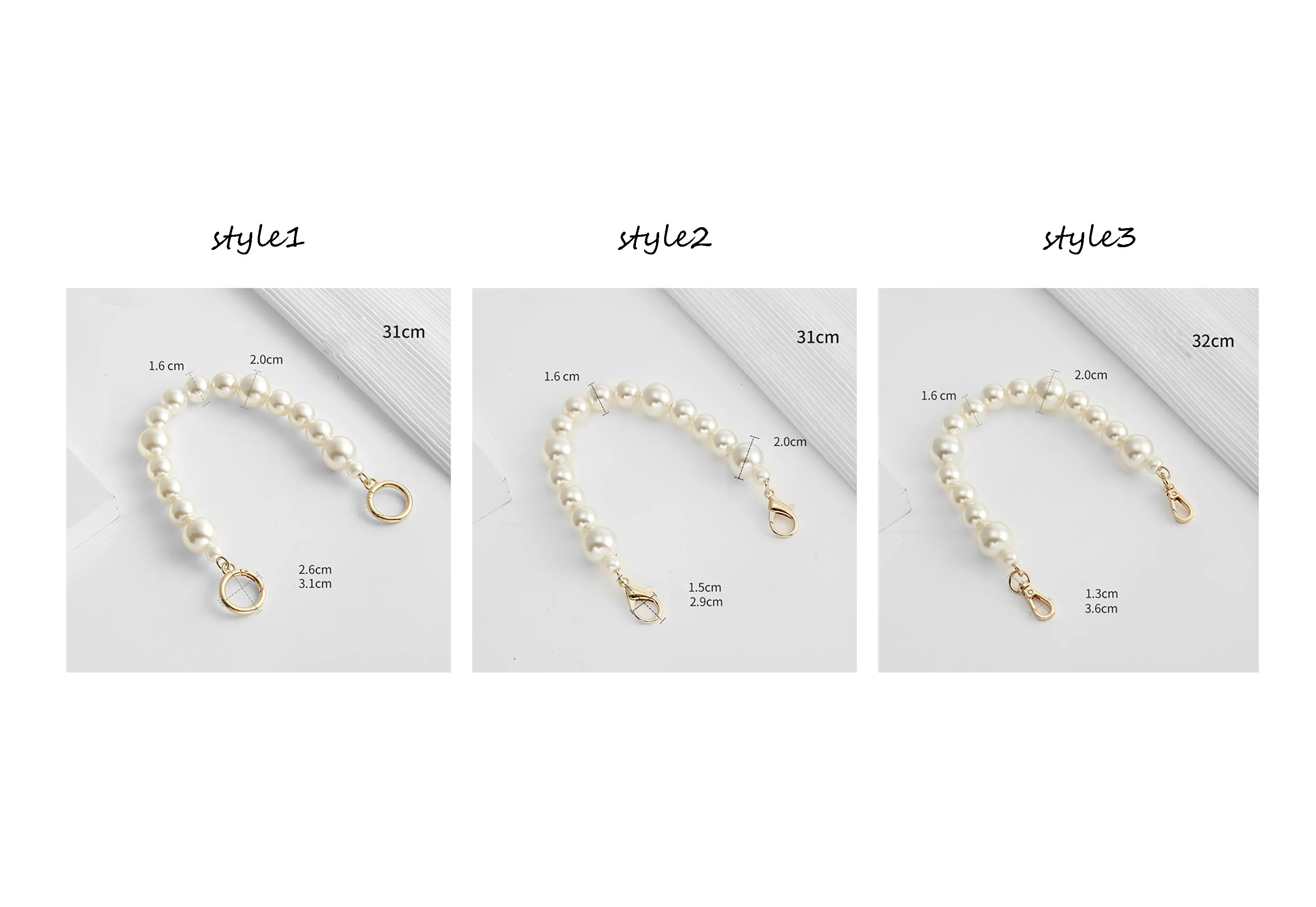 DIY oversized pearl bag chain accessories, handbag straps with short handle chains