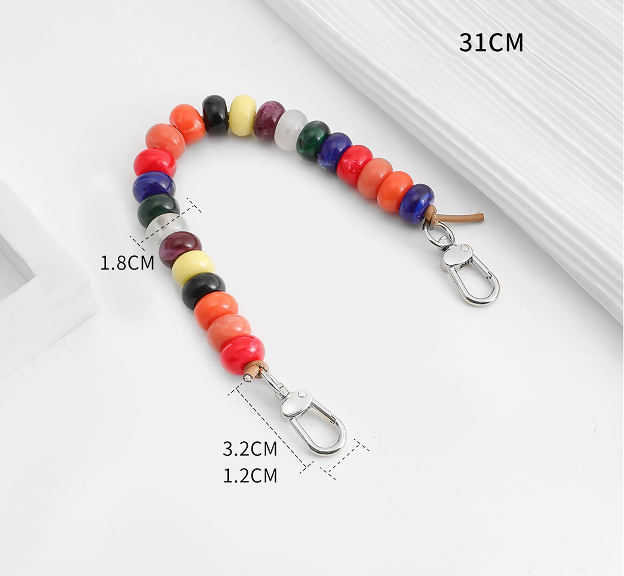Longchamp Le Pliage Mini Colorful Beaded Handbag Decorative Chain, Bag Replacement Strap, Acrylic Bag Chain.