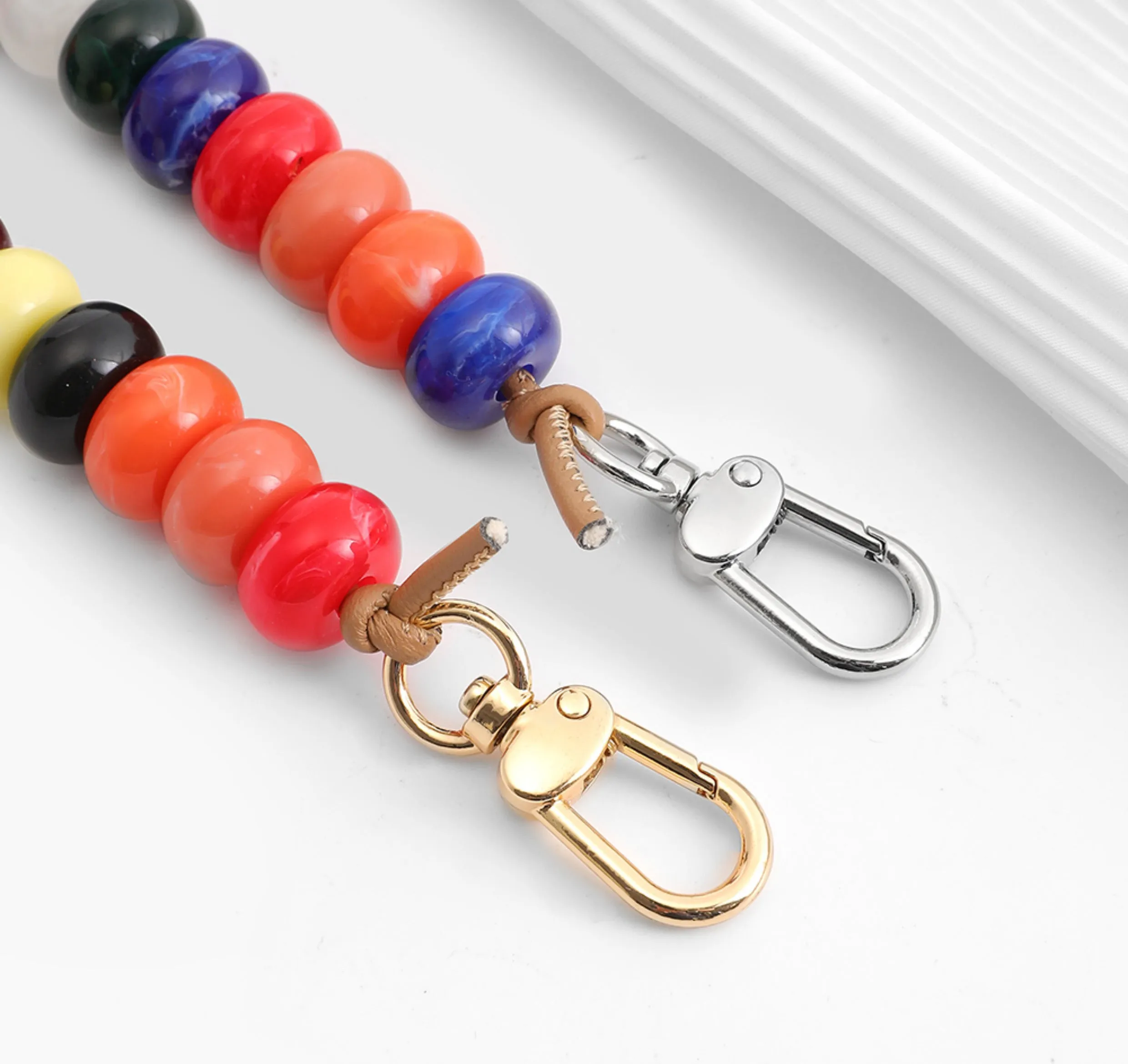 Longchamp Le Pliage Mini Colorful Beaded Handbag Decorative Chain, Bag Replacement Strap, Acrylic Bag Chain.