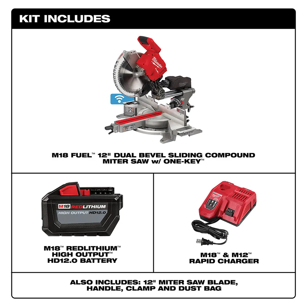 Milwaukee 2739-21HD M18 FUEL 18V 12" Dual Bevel Sliding Compound Miter Saw Kit
