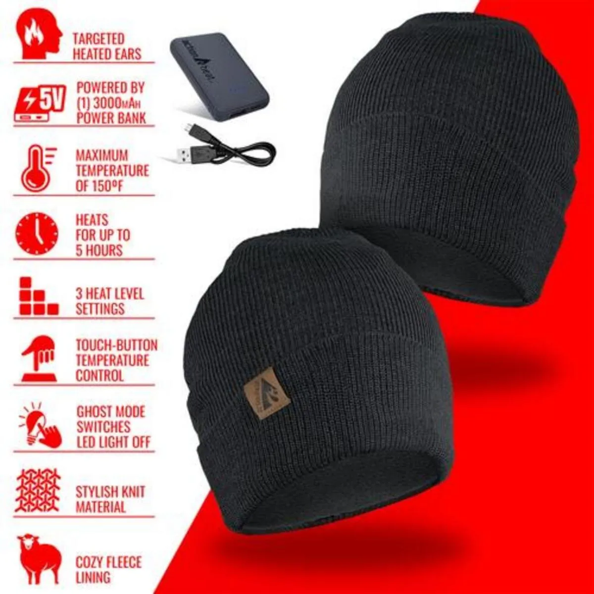 Open Box ActionHeat 5V Battery Heated Knit Hat
