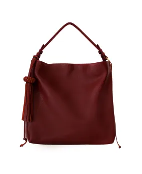 Shoulder Bag Bacalar Bis Burgundy / Maroon Leather