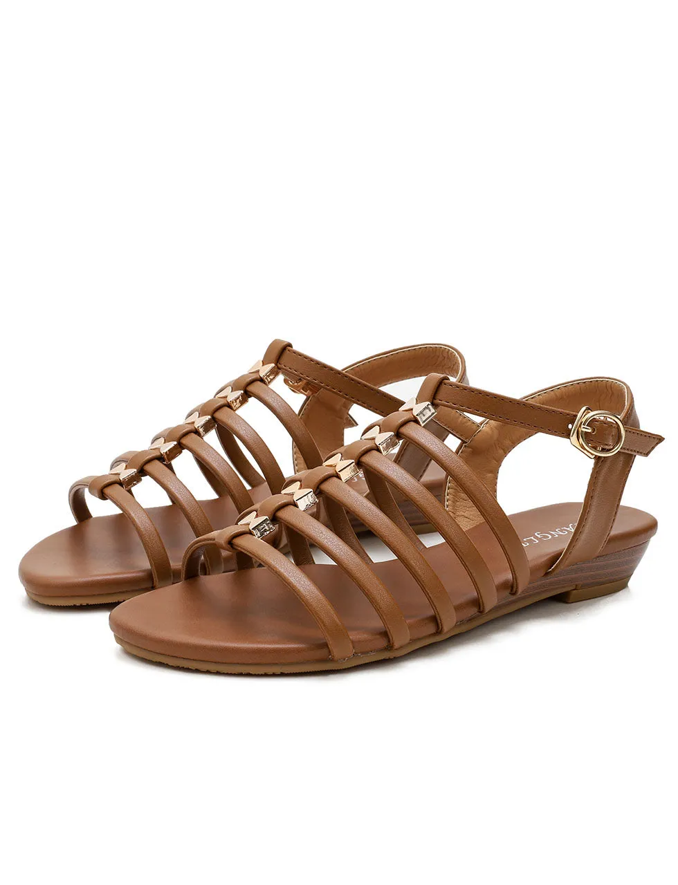 Solid Color Front Strap Roman Sandals Boho Flat Sandals for Women