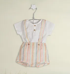 Striped Dungaree Set